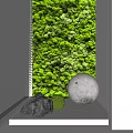 Green Wall Design With White Louvered Panels Stone Small Plants And Round Light