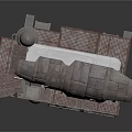 Rustic Floating Hut Structure With Weathered Roof Platform Railing And Buoys