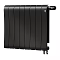 Black Modern Radiator With Vertical Steel Panels And Sleek Surface Design