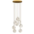 Elegant Modern Circular Chandeliers In Different Sizes With Marble Shades And Golden Metal Frames