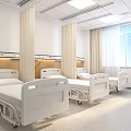 Modern Hospital Outpatient Clinic With White Beds Wooden Cabinets And Ceiling Lights
