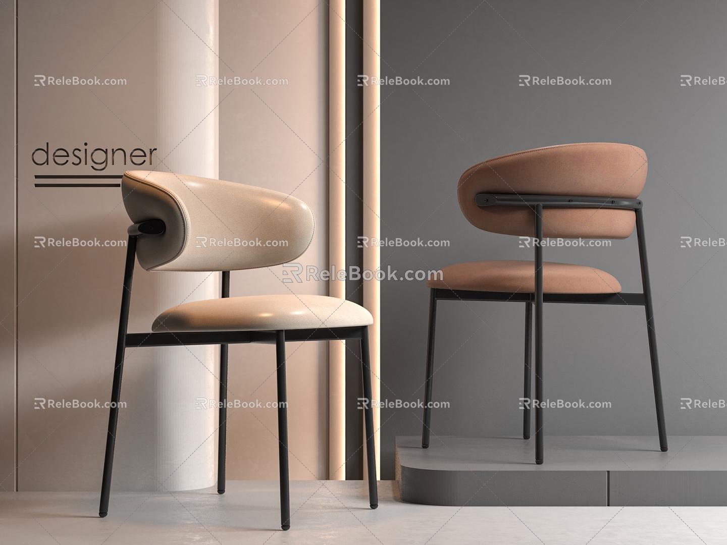 Dining chair with armrest 3d model