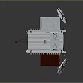 Satellite Model With Blue Solar Panels White Antenna Dishes And Main Body Design