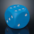 Blue Dice with White Dots Shiny Surface on Black Background 3d model