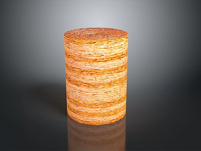 Woven Cylindrical Decor With Orange Yellow Stripes On Black Surface Gray Background 3d model