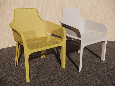 Modern Leisure Chair With Yellow Woven And Gray Plastic Design For Indoor Living Space 3d model