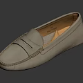 Minimalist Beige Leather Loafer Shoes With Classic Stitching And Comfortable Rubber Sole