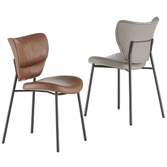 BAXTER Modern Dining Chair Combination Leather Single Chair Book Chair Makeup Chair Writing Chair Steel Tube Chair Stainless Steel Chair 3d model