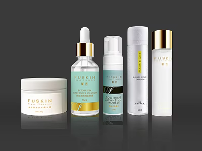 FURKIN Premium Perfume Cosmetics Collection With Cream Serum Spray Lotion Bottles 3d model