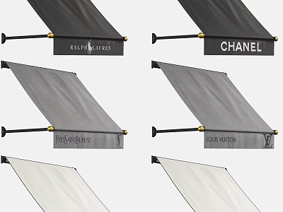 Stylish Outdoor Awnings Featuring Various Brand Logos For Commercial 3d model