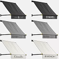 Stylish Outdoor Awnings Featuring Various Brand Logos For Commercial