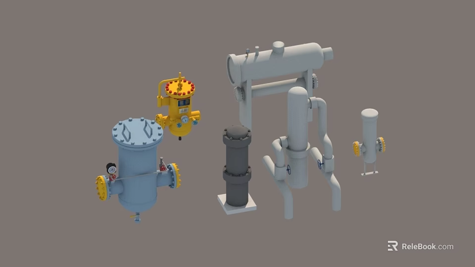 Industrial Factory With Different Types Of Industrial Machinery Pipes And Equipment 3d model 