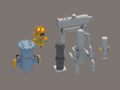 Industrial Factory With Different Types Of Industrial Machinery Pipes And Equipment 3d model