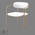 Modern Minimalist Single Chair With Golden Metal Frame And White Upholstered Seat Backrest