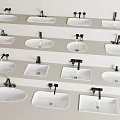 Various Modern Bathroom Sinks With Different Shapes And Faucet Designs 3d model