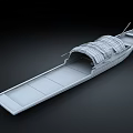Traditional Long Wooden Boat With Canvas Canopy And Wooden Deck Planks Structure Design