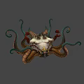 Mythical Warrior Character With Octopus Tentacles And Horned Beast Features 3d model