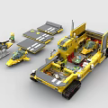 Yellow Building Block Truck with Open Cargo Compartment Small Airplane Platforms and Mini Figure
