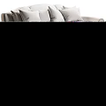 Classic Striped Fabric Two Seater Sofa In Two Tones With Soft Pillows And Throw Blanket