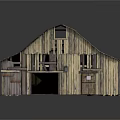Old Industrial Barn With Wooden Structure Damaged Roof Wooden Doors And Windows