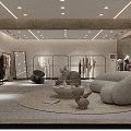 Modern Clothing Store Interior Design With Comfortable Sofa And Clothing Racks