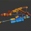 Colorful 3D Model Weapon With Orange Red Blue Yellow Components And Combined Structure