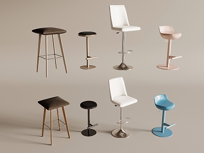 Modern Bar Chair Bar Stool Bar Table Chair High Stool Backrest Rattan Bar Chair Leisure Chair Without Armrest 3d model