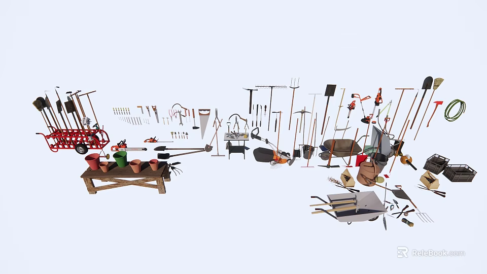 Essential Hardware Tools Set with Hammers Screwdrivers Pliers and Tape Measures for Home Projects 3d model 