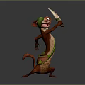 Playful Game Movie Character With Brown Fur Green Headband Holding Acorn In Dynamic Pose