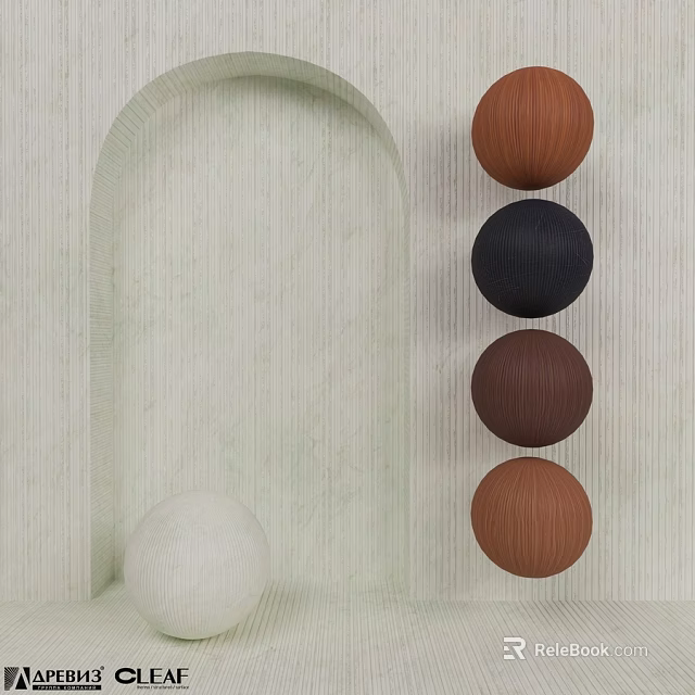 Light Colored Arched Component With Spherical Elements In Brown Black Dark Brown And White 3d model 