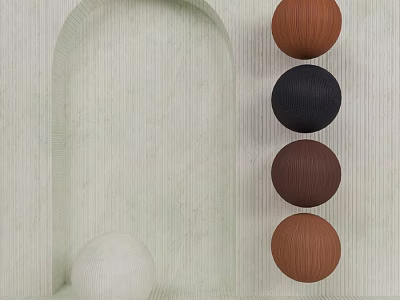 Light Colored Arched Component With Spherical Elements In Brown Black Dark Brown And White 3d model