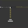 Yellow Tower Crane With Extended Metal Boom And Stable Concrete Base