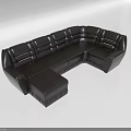 Black Leather L Shaped Sofa Set With Modern Comfortable Seats And Backrests 3d model