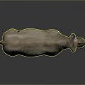 Rhinoceros 3D Model in Light Brown Color With Horns Standing on Neutral Gray Background