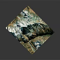 Garden Landscape Featuring 3D Mountain Terrain Model with Rocky Slopes and Green Vegetation