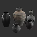 Ceramic Vessels With Various Sizes Textured Surfaces Handled And Gourd Shaped Designs 3d model