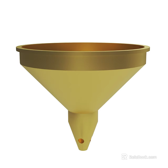Sturdy Golden Yellow Funnel With Wide Top Narrow Spout And Small Bottom Hole 3d model 