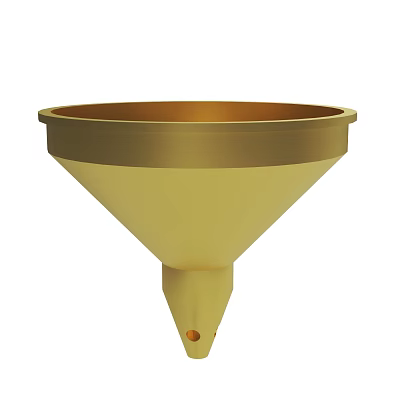 Sturdy Golden Yellow Funnel With Wide Top Narrow Spout And Small Bottom Hole 3d model