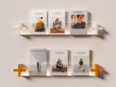 Modern Wall Decor With Lit Shelves And Magazines 3d model