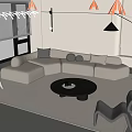 Sofa Coffee Table Combination Multi-person Sofa Coffee Table Single Casual Chair Lazy Sofa Metal Floor Lamp Side Table Jewelry Ornaments 3d model