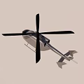 Modern Helicopter With Black Rotors And Silver Body Flying In Clear Sky