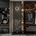 Luxurious Modern Interior With Marble Staircase Glass Railing Chandeliers Leather Sofa And Round Decor