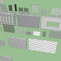 Various Wall Decorative Panels With Perforated Grids And Geometric Patterns 3d model