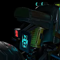 Futuristic Cyberpunk Motorcycle With Neon Wheels Blue Handlebars Yellow Stickers And Copper Exhaust