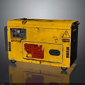 Yellow Industrial Portable Generator With Red Component And Warning Sign Power Equipment