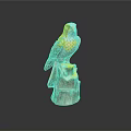 Hawk Statue Perched on Natural Tree Stump Against Neutral Gray Background 3d model