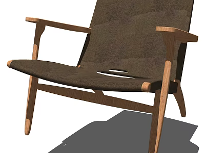 Minimalist Modern Armchair With Wooden Frame Dark Upholstery And Armrests For Living Room 3d model
