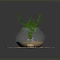 Transparent Glass Fish Tank With Blue Water Sand And Green Plants On Cloud Shaped Mat