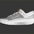 Gray and White Casual Sneakers with Orange Tongue Accents White Sole and Comfortable Lace Design