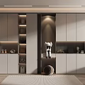Modern Shoe Cabinet With Storage Cabinets Coat Hanging Area And Decorative Items